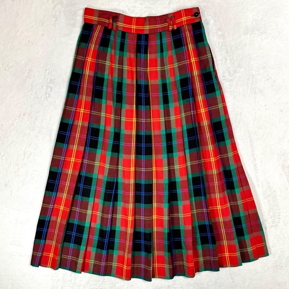Rafaella Dresses & Skirts - Vintage Red Tartan Pleated Midi Skirt 10 8‎ Royal Stewart Plaid Academia